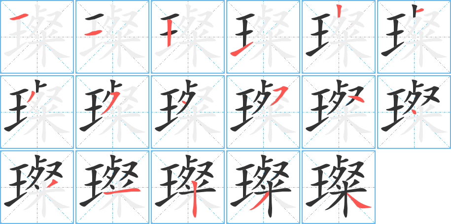 璨的筆順分步演示