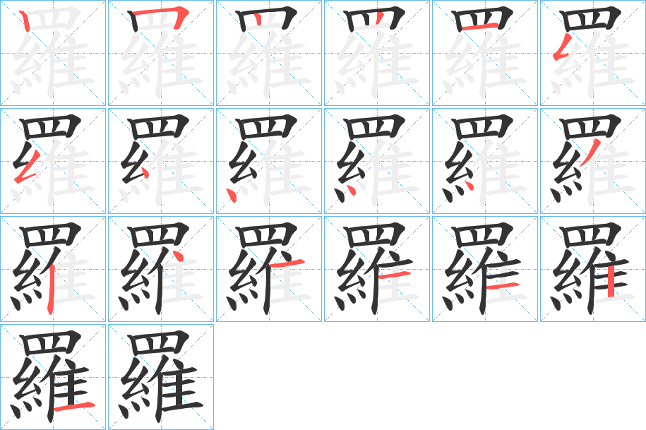 羅的筆順分步演示