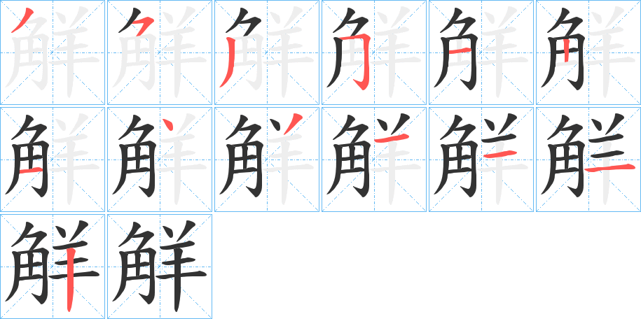 觧的筆順分步演示