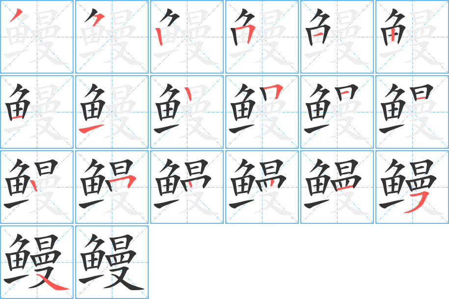 鰻的筆順分步演示